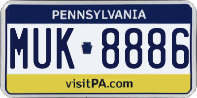 PA license plate MUK8886