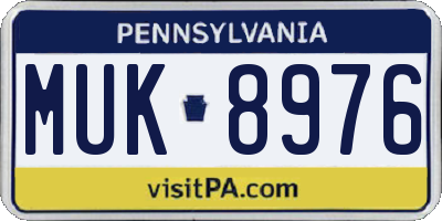 PA license plate MUK8976