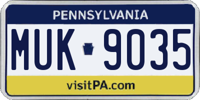 PA license plate MUK9035