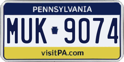 PA license plate MUK9074
