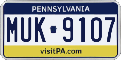 PA license plate MUK9107