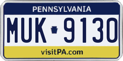 PA license plate MUK9130