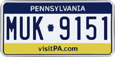 PA license plate MUK9151