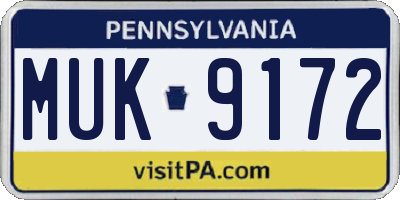 PA license plate MUK9172