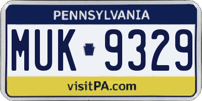 PA license plate MUK9329