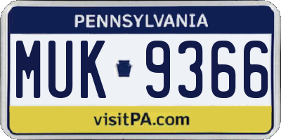 PA license plate MUK9366