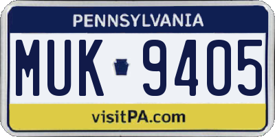 PA license plate MUK9405