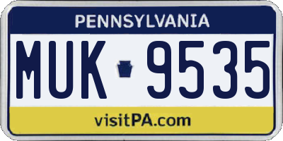 PA license plate MUK9535