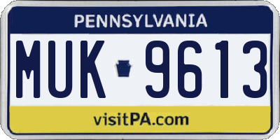PA license plate MUK9613