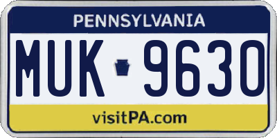 PA license plate MUK9630