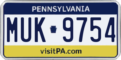 PA license plate MUK9754