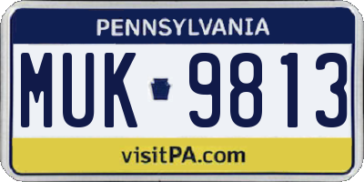 PA license plate MUK9813