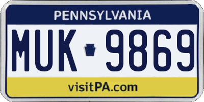 PA license plate MUK9869