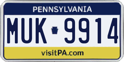 PA license plate MUK9914