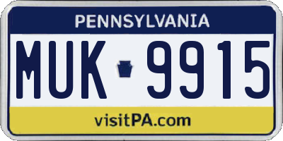 PA license plate MUK9915