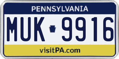 PA license plate MUK9916