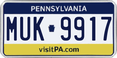 PA license plate MUK9917