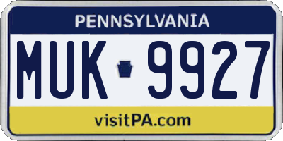 PA license plate MUK9927