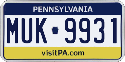 PA license plate MUK9931
