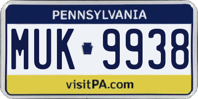 PA license plate MUK9938