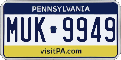 PA license plate MUK9949