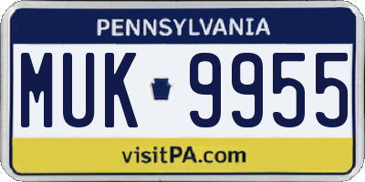PA license plate MUK9955