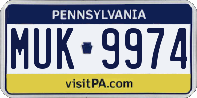 PA license plate MUK9974