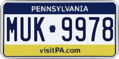PA license plate MUK9978