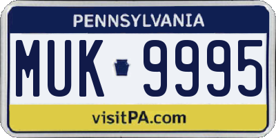 PA license plate MUK9995