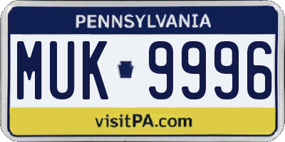 PA license plate MUK9996