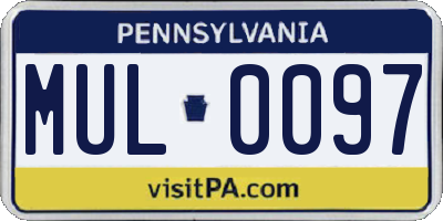 PA license plate MUL0097