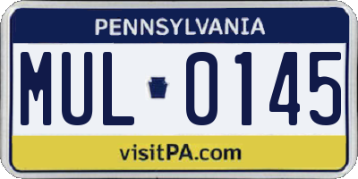 PA license plate MUL0145