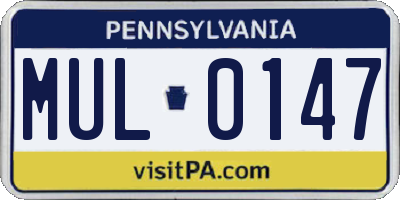 PA license plate MUL0147
