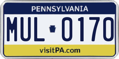 PA license plate MUL0170