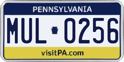 PA license plate MUL0256