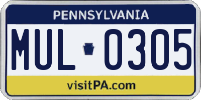 PA license plate MUL0305