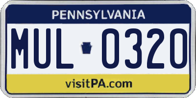 PA license plate MUL0320