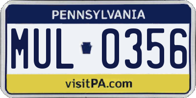 PA license plate MUL0356
