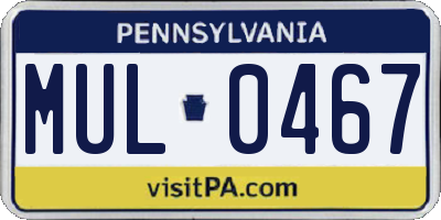 PA license plate MUL0467