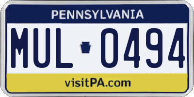 PA license plate MUL0494