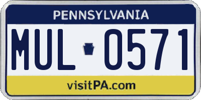 PA license plate MUL0571