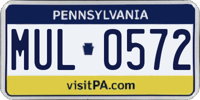 PA license plate MUL0572