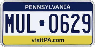 PA license plate MUL0629