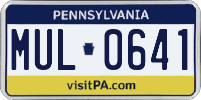 PA license plate MUL0641