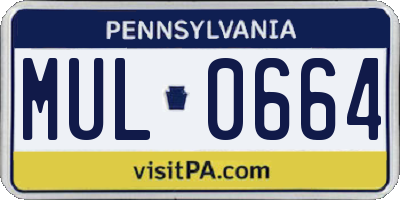 PA license plate MUL0664