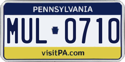 PA license plate MUL0710