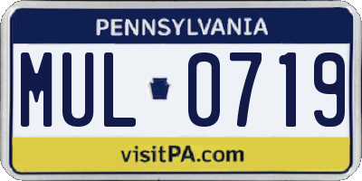 PA license plate MUL0719