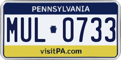 PA license plate MUL0733
