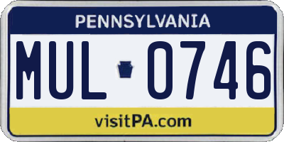 PA license plate MUL0746