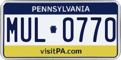 PA license plate MUL0770